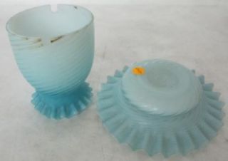 Amazing C 1910 Blue Satin Glass Fairy Lamp