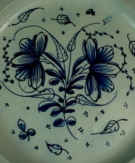 White Delft Pottery Plate w Scalloped Rim Floral Decoration
