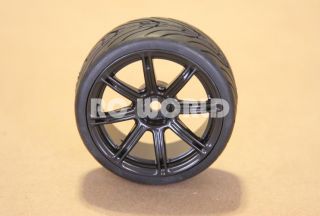 RC 1 10 Car Tires Wheels Rims Package Tamiya HPI Black 8 Star Semi