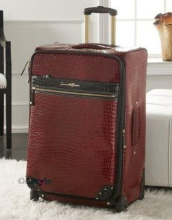 Samantha Brown Faux Leather Croco Embossed 28 Luggage Suitcase Red
