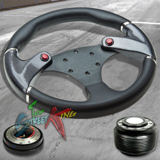 320mm Carbon Sim Black Race Steering Wheel Hub Quick Release AE86 MR2
