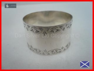 Sterling Silver Bright Cut Napkin Ring Unengraved Hallmarked