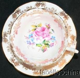 Collingwood Teacup and Saucer Summer Flowers and Pink Rose Gold Gilt