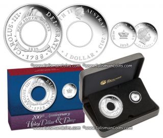 Australia 2013 Holey Dollar and Dump 200th Complete 2 Coin Collection