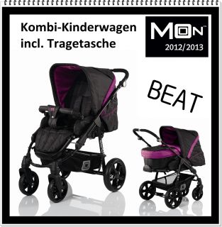 Babywelt Moon 2013 Kombi Kinderwagen Beat incl. Tragetasche 720 Black