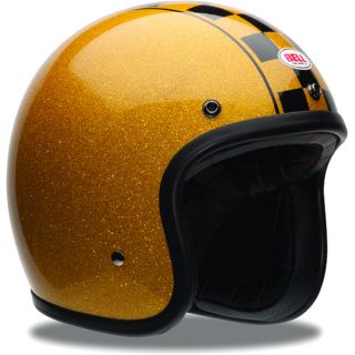 Bell Custom 500 Helmet Low Profile Motorcycle Cabbie Gold Black Size