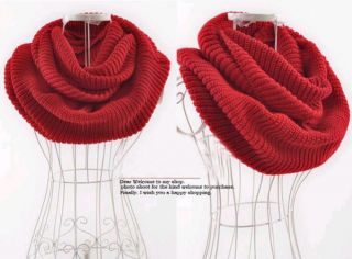 W594 Womens Knitted Infinity Striped Scarf Endless Circle Cobweb