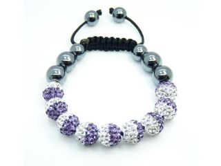 On Sale White Purple Gradient Shamballa bracelet 9 Clay Crystal Beads