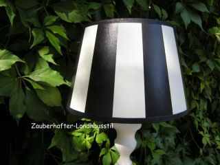 Lampenschirm schwarz&weiß*gestreift*20 15 13*E27*SHABBY