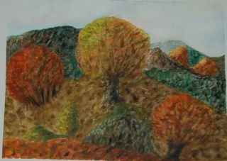 AQUARELL HERBSTSTIMMUNG SIGNIERT PETRA E. 1991