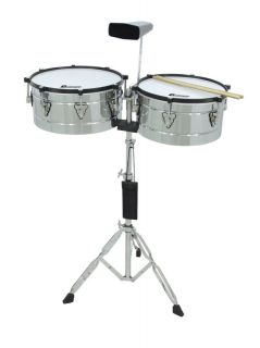DIMAVERY Timbales Set 13+14, Cowbell, Ständer Percussion Drums