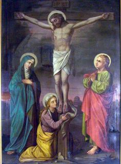 grossformatiges Ölgemälde 19 Jhd   Kreuzigung Jesu (2)