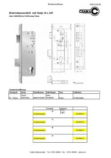 Rohrrahmenschloss 92 mit Stulp 16 x 245 Dorn 35 Einsteckschloss