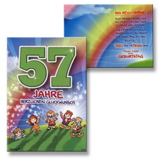 Archie Geburtstagskarte zum 57. Geburtstag Junge Mädchen grün