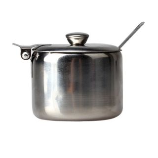 Sugar Pot Stainless Steel With Spoon Salt Bowl Tea Coffee Jam Storage