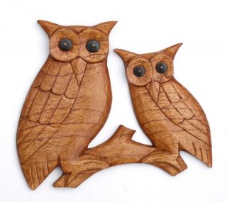 Schöne Eulen Vogel Tier Relief Holz Owl Eule Rel18