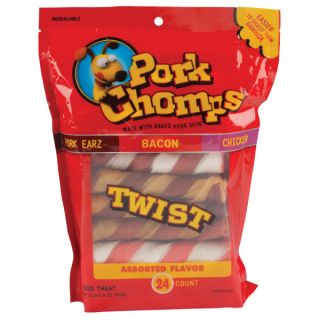 Scott Pork Chomps Twist Dog Treats   Pork Hide    Rawhide & Chews