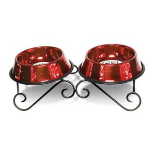 Platinum Pets Double Scroll Diner Stand with Stainless Steel Bowls   Dog   Boutique