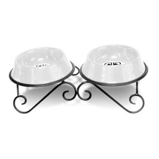 Platinum Pets Double Scroll Diner Stand   White