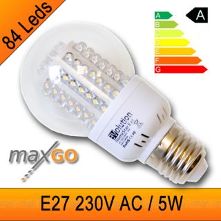 E27 LED Lampe warmweiss 84 LEDs Gluehbirne 5W Birne Energiesparlampe