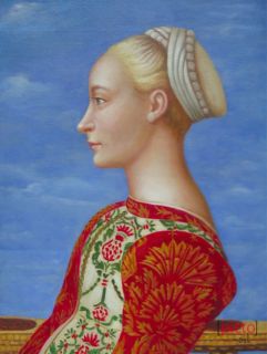 Pollaiuolo junge Frau Renaissance Gesichter Portrait handgemalt