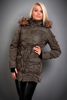 Damen MANTEL PARKA Jacket Winterjacke JACKE Kapuze 36 38 40 42 S M L