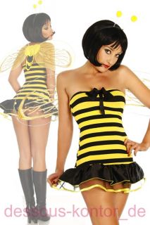 Petticoat Kleid Flügel Kostüm Karneval schwarz gelb 34 48