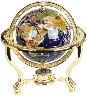 NEU  Edelstein Handarbeit Globus mit Kompass 38cm