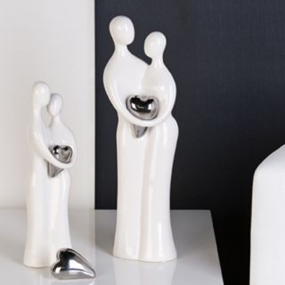 Skulptur Paar mit Herz aus Keramik 39 cm Kunst Art Figur