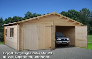 Doppel Holzgarage Carport Double 44 ISO, Größe 5,95 x 5,30 m, inkl