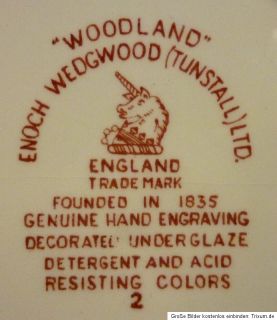 Suppenteller  Woodland    rot  Enoch Wedgwood ( Tunstall ) LTD