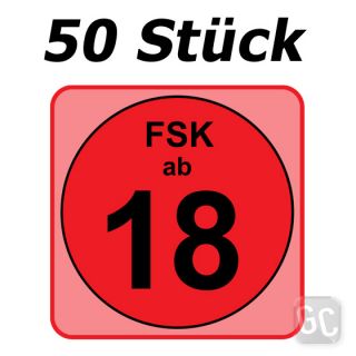 50 x FSK 18 Aufkleber Sticker Etiketten Label 18 Jahre
