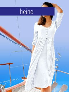 Knielanges weißes Kleid in Two in One Optik von Heine