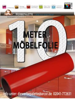 10 M x 61cm Möbelfolie Hochglanz Deko Plotterfolie + Tief Rot + 2024