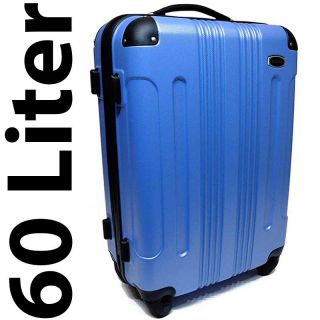 Hartschalen Koffer Reise Urlaub 360 ° 60 Liter Trolley ABS 2 Blau