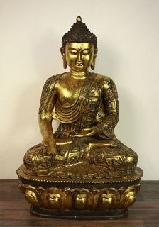 Tempel Buddha Statue ´Geste des Gebens` Bronze Messing Figur Tibet