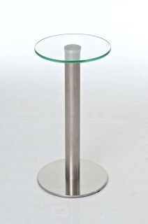 Design Glastisch kleiner Couchtisch Klarglas Beistelltisch Edelstahl