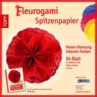 Fleurogami Spitzenpapier, Tortenspitzen, Rose intensiv, 16 cm, 84