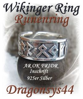 mass. Runen Ring Silber 60 70 Mittelalter AR OK FRIDR