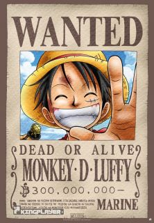 PIECE POSTER WANTED RUFFY (98 x 68 cm) / anime manga monkey d. luffy
