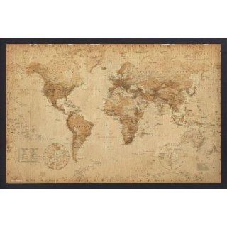 Historische Landkarten Poster und Holz Rahmen   Weltkarte, Ye Olde, In