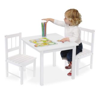 Kindertisch mit 2 Stühlen Sitzgruppe aus Holz weiß
