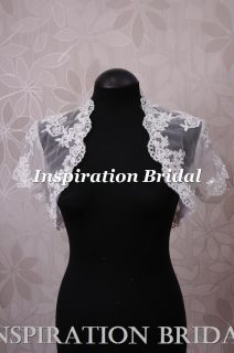 Sale wedding dress bridal short sleeves lace bolero beading white