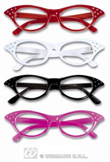 Fifties Cat Eye Brille mit Strass Partybrille zum 50er 60er Jahre