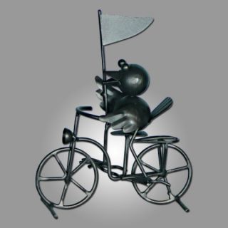 Dekofigur Vogel auf einem Rad aus Metall, Gartendeko, Deko