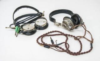 x89 2 alte Kopfhörer für Detektor Radio / Funkgerät