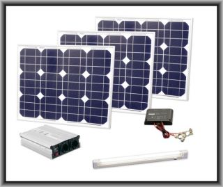 Solar Profi Solarstrom Set 90 Watt, 12 Volt Spannungswandler 230 Volt