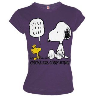 LOGOSHIRT Snoopy & Woodstock Retro Girl Shirt CHICKS CONFUSING Lila