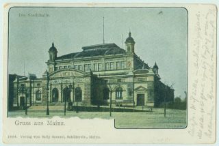 AK 99 Gruß aus Mainz, Stadthalle, Litho, 1900 Vintage