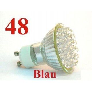 48 LED Strahler GU10 Blau Leuchtmittel Spot GU 10 230V 